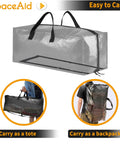 Heavy Duty Moving Bags 8 Pack Extra Large Storage Totes shown as tote and backpack with clear material and strong straps