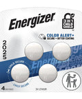 Solid 2025 Lithium Coin Batteries 4 Pack with child-proof shield and bitter coating, designed for safety and reliability in devices.