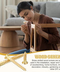 Woman assembling furniture using Brass Slotted Flat Head Wood Screws M5 X 45mm Self Tapping Fasteners Pack of 12.