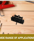 Two Pack Adjustable Zinc Alloy Self Closing Door Hinges with tools visible on wooden surface
