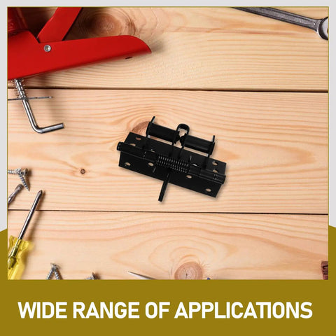 Two Pack Adjustable Zinc Alloy Self Closing Door Hinges with tools visible on wooden surface