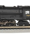 Side view of EM-1 2-8-8-4 DCC Sound Dope Equipped Steam Locomotive For N Scale With Econami Sound Value Decoder on track