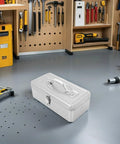 Portable Stainless Steel Tool Box With Big Capacity And Multiple Compartments For Easy Organization in a garage setting