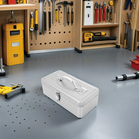 Portable Large Capacity Tool Box Organizer Made From Stainless Steel With Durable Handle For Tools And Hardware Storage