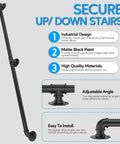 Industrial black Pipe Stair Handrail 3 Ft Heavy Duty Metal Rail Built To Last with adjustable angle and easy installation features