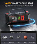 Beast Mode Jump Starter With Built In Air Compressor 160 PSI Car Battery Charger digital display and pressure presets