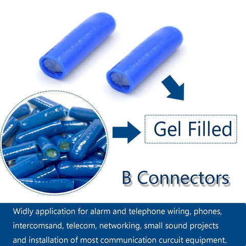 Gel Filled Wire Connectors For Low Voltage Splices Outdoor Waterproof Blue Color Code Crimp Bean Style product image