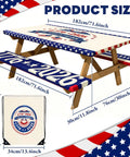 250th Anniversary Patriotic Fourth Of July Picnic Table Cover With Bench Covers 72 By 30 Inch Fitted Rectangle Tablecloth Waterproof Windproof Outdoor Polyester Table Cover Set With Portable Storage Bag on wooden picnic table.