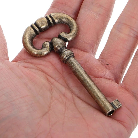 Old School Antique Clock Hardware Kit With Door Key Hinges And Cylinder For DIY Grandfather Clock Restoration key in hand