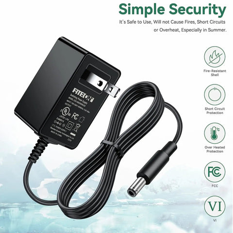 12V AC Adapter Replacement For Yamaha DTX Series Electronic Drum Modules DTX6 DTX700 with safety features and power cord
