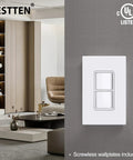 Double Rocker Light Switch In Wall Dual Decorator, UL Listed, 15A 120-277V, Space Saving Design With Included Decor Wall Plate, White Finish, Two Switches For Separate Light Control.