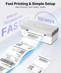 Wireless Bluetooth Thermal Shipping Label Printer Pulls Off Killer 4x6 Package Prints For Ecommerce Hustles With Zero Hassle Mobile Sync And Smooth Windows Mac Android Pairing In Classic Gray printing labels fast with clear quality.