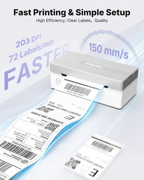 Wireless Bluetooth Thermal Shipping Label Printer Pulls Off Killer 4x6 Package Prints For Ecommerce Hustles With Zero Hassle Mobile Sync And Smooth Windows Mac Android Pairing In Classic Gray printing labels fast with clear quality.
