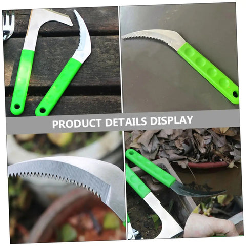 Two Pack Stainless Digger Sickle Garden Tool Set For Weeding And Cutting Vines Small Hand Rake With Easy Grip Handle
