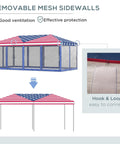 10 By 20 Pop Up Canopy Tent With Netting Heavy Duty Party Shelter With American Flag Design and removable mesh walls.