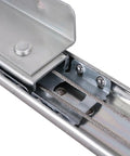 Totally Rock Solid Heavy Duty Table Leaf Sliding Brackets 33 Inch Drop Leaf Extension Hardware Smooth Ball Bearing Slide Rails close-up of rail construction.