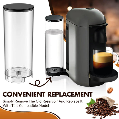 60 Oz Water Tank Reservoir For Nespresso Vertuo Plus Deluxe XN900840 XN900T40 Pod Coffee Machines Replacement next to machine