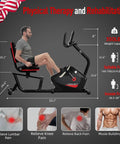 Man using Heavy Duty Magnetic Recumbent Exercise Bike For Home Gym for physical therapy, showcasing adjustable features and LCD screen.