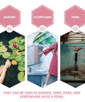 Garden, courtyard, and park uses of Solar Powered Floating Lotus Fountain For Fish Tanks And Gardens, No Fuss Automatic Start.