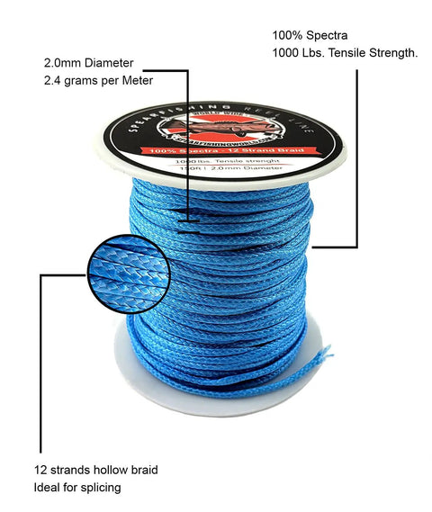 Beefy 2mm 100 Percent Spectra Spearfishing Line For Speargun Reels And Shooting 1000 Lb Working Load Minimal Stretch Ultra