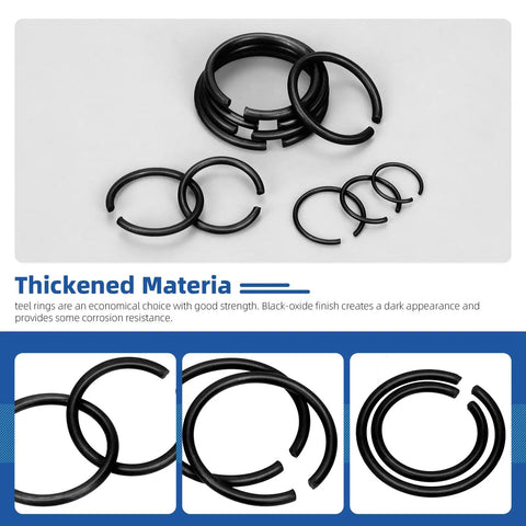 All In One Round Wire Snap Ring Kit 151 Pcs 10mm To 26mm Internal C Clips Assortment For Shafts With Clear Carry Case displayed.