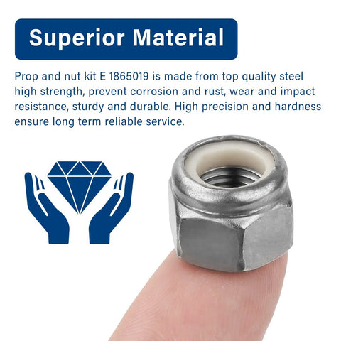 Prop Nut Kit E MKP34 Replacement Compatible With MKP33 MKP38 showcasing heavy duty steel nut on fingertip, corrosion-resistant