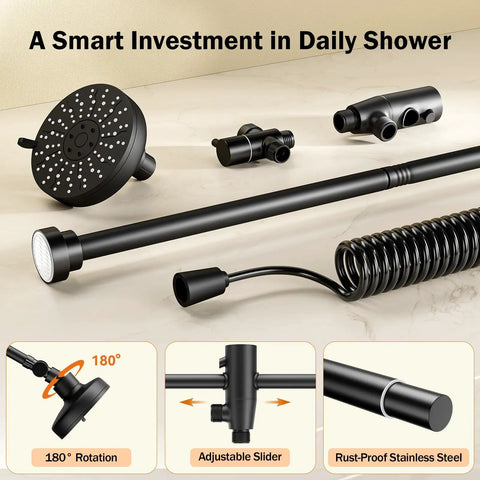 Dual Shower Head With Adjustable Slide Bar And Reinforced Hose Black Double Spray Bathroom Upgrade No Stress Spa Comfort For Renters Slick Fit That Totally Hits Different Now