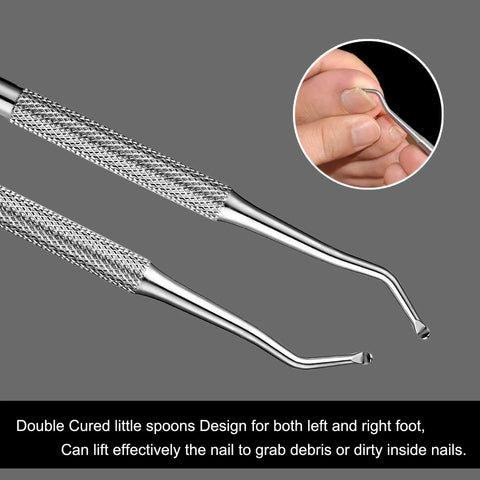 Ingrown Toenail File And Lifter Set Double Sided Stainless Steel Pedicure Tool With Storage Case close-up of lifter tool