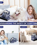 Mattress Vacuum Cleaner With UV C Light And Ultrasonic Tech Hyper Helix Motor on bed, sofa, and carpet with pets.