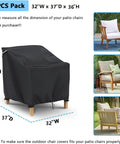 2 Pack Waterproof Patio Chair Covers For Outdoor Furniture Heavy Duty 600D All Weather Protection Built Tough 32W X 37D X 36H Black