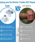 Image comparing Real Deal Trailer Cam Hasp Latch Hardware Kit Ships With Eight Five Sixteenths Inch Torx Barrel Nuts And Zinc Plated Steel Bolts.