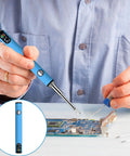 Person using USB-C Rechargeable Portable Soldering Cart Pen With LED Display, 3 Temperature Ceramic Heating for electronics repair
