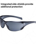 Virtua AP Safety Glasses with High Wrap Gray Lens Gray Frame Side Shields Lightweight All Day Comfort Under 1 Oz ANSI Z87