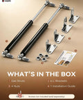 Heavy Duty Gas Struts Kit For Lids And Trunk Covers, 36 Inch 300 Lbs Lift, 2 Pack With L Mount Brackets, kit contents
