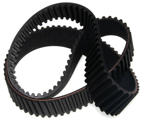 Heavy Duty 138 Tooth Drive Belt Perfect Replacement For Harley Parts BDL-138-38K black rubber belt with ridges shown from above.