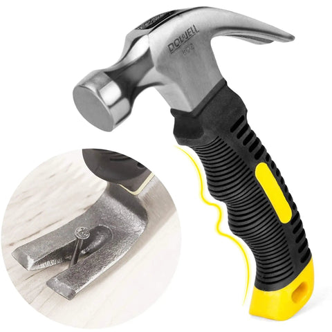 Close-up of a hammer with TPR grip from Compact Mini Tool Set For Students And Dorm Living Handy Home Repair Kit.