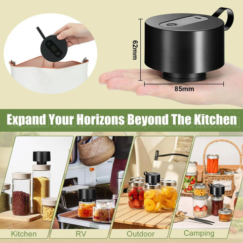 Gurithe Electric Mason Jar Vacuum Sealer With Smart Auto Stop Technology For Fresh Food Storage Fits Wide And Regular Mouth Jars in hand.