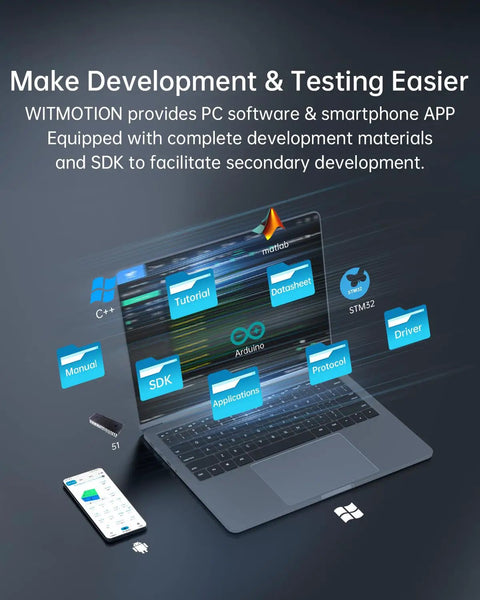 Laptop displaying software development files and tools for Arduino and Raspberry Pi with focus on MPU9250 Gyroscope Sensor