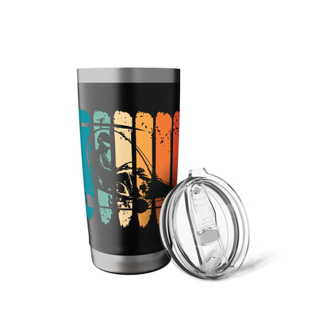 Retro Vintage Gyrocopter Pilot Autogyro Stainless Steel Insulated Tumbler For Aviation Fans with colorful gyrocopter design