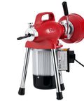 Heavy Duty 500W Electric Pipe Auger Drain Cleaner With Auto Feed Setup And Dual Coils for cutting blockages in pipes.