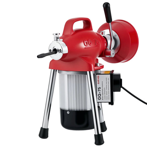 Heavy Duty 500W Electric Pipe Auger Drain Cleaner With Auto Feed Setup And Dual Coils for cutting blockages in pipes.