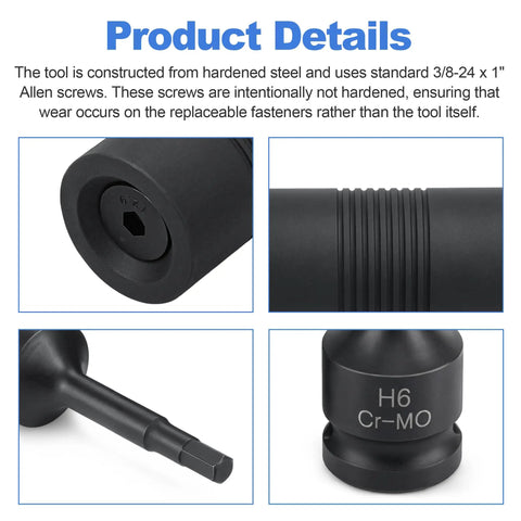 Pro Grade Door Frame Dimpling Tool Kit For Hardened Steel, Double Sided Design detail showing Allen screw and steel construction.