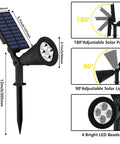 Blue Solar Spotlight Outdoor Lights Waterproof Auto On Off 180 Degree Adjustable For Trees Patio Yard Garden Driveway And Pool Area Twin Pack with dimensions