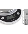 Close-up of Digital Kitchen Scale For Meal Prep Pros With Multifunction Weighing And Variable Graduation Tech Easy Read Display.