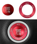 Red Aluminum Push Start Button Cover Trim For 2015 Through 2021 Challenger RAM 1500 Charger Dodge Vehicles Fits Perfectly And Upgrades Your Ignition Button With A Dope Durable Alloy Finish And Bold Style, red alloy start stop cover and ring installed