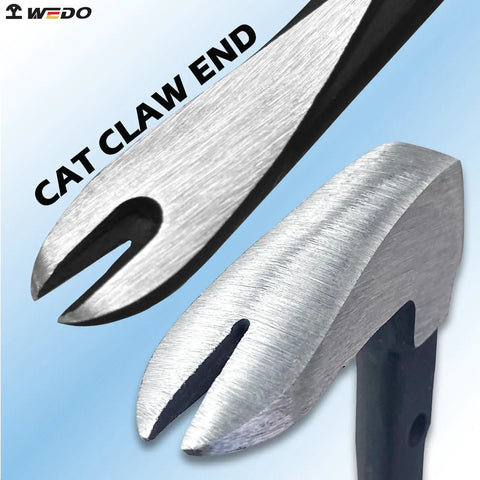 Close-up of Heavy Duty 8 Inch Pry Bar Nail Puller Cat Claw End showing high carbon steel construction and flat pry design.