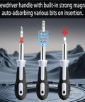 Screwdriver with magnetic handle from 2-In-1 Camping Lantern And 15 Piece Tool Kit For Outdoors And Survival Gear, showing bit insertion