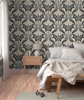 Snag This Killer Big Cat Print PVC Free Wallpaper Featuring A Premium Matte Linen Texture Durable Wallcovering Designed To Level Up Your Interior Design Game Today in a modern bedroom.