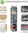 Ultimate 8 Shelf Hanging Shoe Organizer For Closets With Extra Wide Shelves No More Closet Clutter Holds Shoes Boots Sneakers And Clothes Durable Grey 9W 11.8D 48H Hanging Storage Rack with side pockets and metal hooks