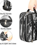 Travel Toiletry Bag For Men Women Kids Waterproof Dopp Kit Organizer With Spacious Compartments shown with sturdy handle and zipper